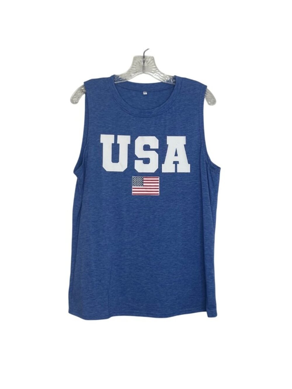 USA‎ Flag Graphic Tank Top Tshirt Large Blue Sleeveless Summer Casual